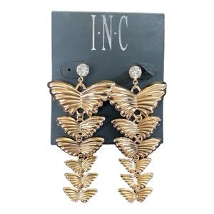 INC International Concept Gold Tone Butterfly Linear Earrings